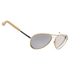 LINDA FARROW Veronique Branquinho tan leather trim aviators pilot sunglasses